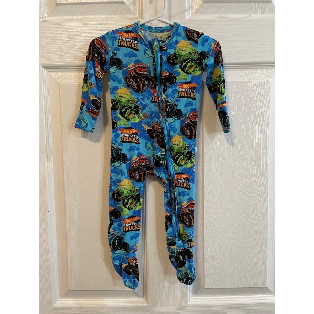 Posh Peanut Hot Wheels Monster Trucks Footie 6-9M